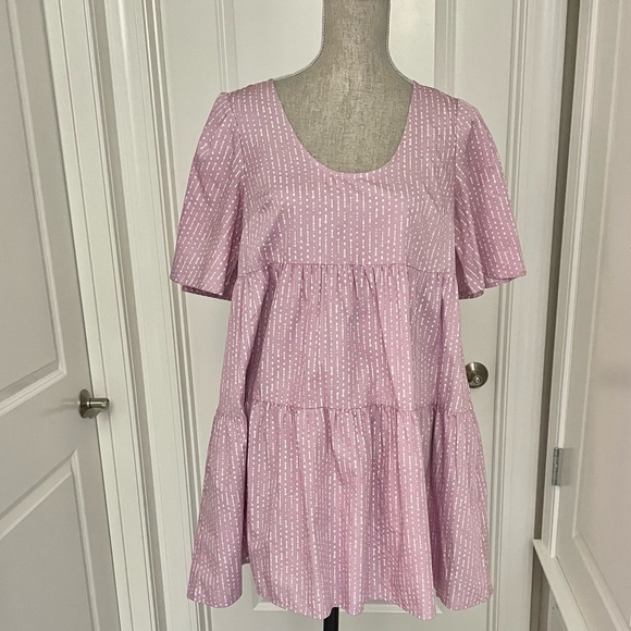 A NEW DAY Lavender/White Pattern Short Sleeve Dress XS(fits more like a small) - Picture 2 of 8